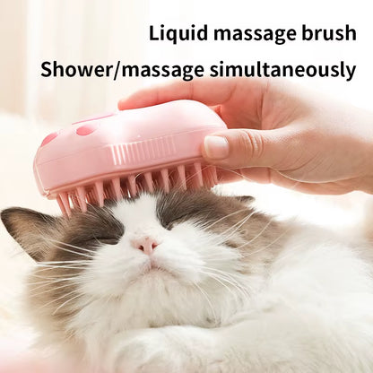 3-in-1 Electric Pet Grooming Brush with Steam Spray – Cat & Dog Hair Removal Massage Comb